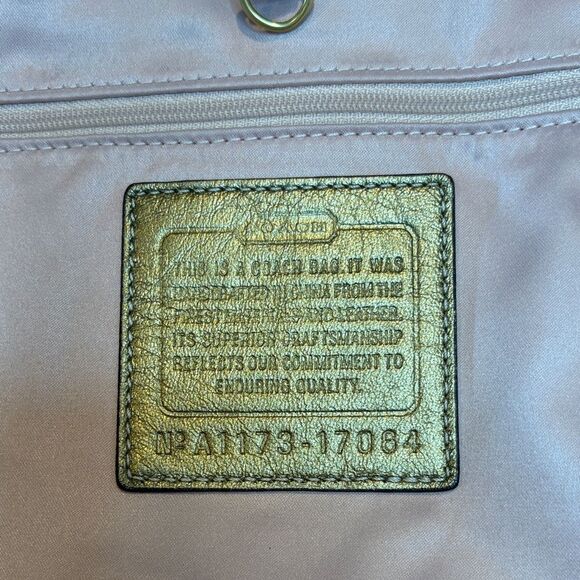 Coach Bag Purse Handbag Leather Audrey Metallic Perforated Convertible Lg Tote - Picture 2 of 16